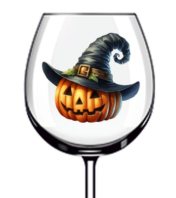 12x Aquarell Halloween Hexe Kürbis Vinyl Aufkleber Abziehbild Weinglas Flasche Tasse