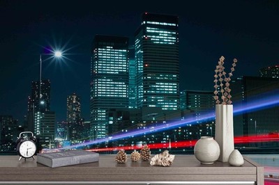 3D City Night View Wall Murals Wallpaper Murals Wall Sticker