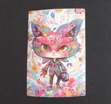 Pink Cat Colorful Abstract Art Sticker 2.38" x 1.58" (AI)