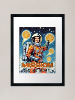 Mission to da moon BTC,Bitcoin Post Framed Wall Art Poster Canvas Print Picture