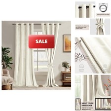 JIUZHEN Ivory Velvet Curtains 84 inches Set of 2 52W x 84L
