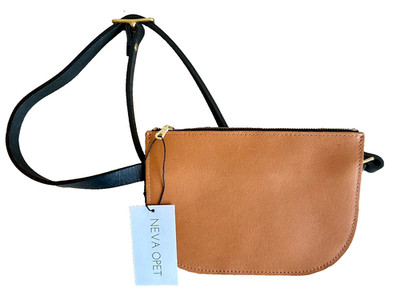 NWT Neva Opet Caramel Tan Half Moon Leather Sling Belt Bag/Purse Fanny Pack