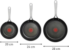 T-Fal Jamie Oliver Cooks Direct Stainless Non-stick Frying Pan 3 Pcs Set Used VG