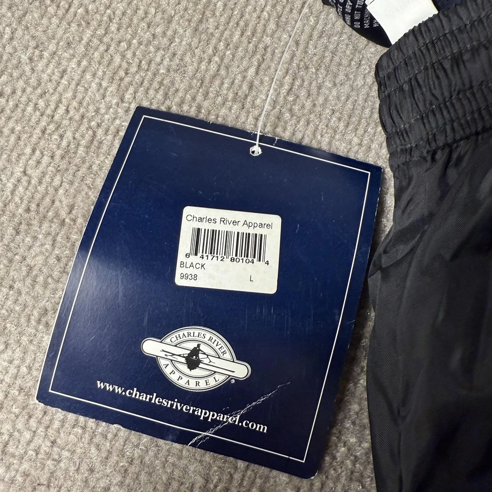 Calça de aquecimento Corvette masculina grande preta forrada Charles River bordada 9938 - Imagem 4 de 4