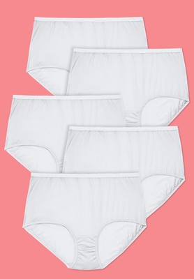 Comfort Choice Plus Size Full Coverage Nylon Brief 5 Pack