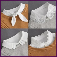 Fashion Front Tie White Fake Collar for Women Stand Detachable Collar Fake Girls