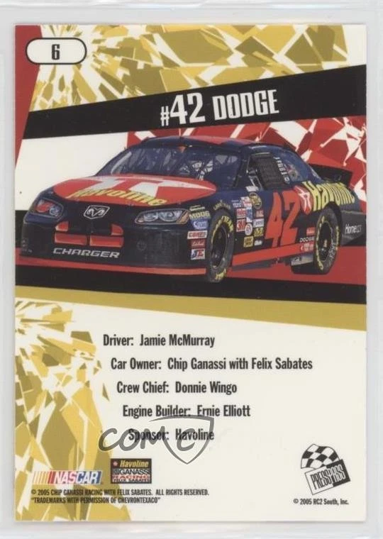 2005 Press Pass Stealth Jamie McMurray #6 - Image 2 of 2