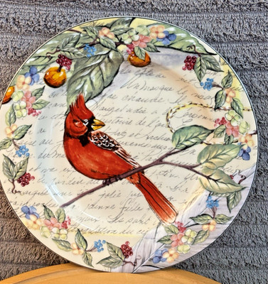 AMERICAN ATELIER #5071 Porcelain ''MORNING SONG'' Cardinal  Bird Plate 8.25 