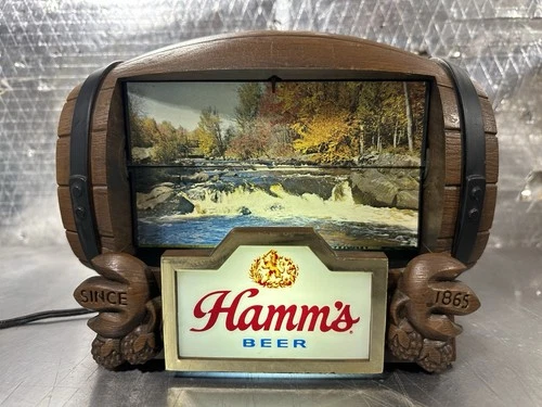 Vintage 1960s Hamm’s Beer Flipper Barrel Motion Sign Lighted Version