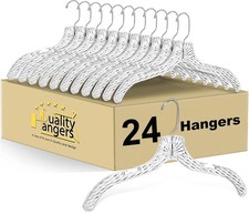 Quality Clear Plastic Hangers 24 Pack - Crystal Cut for Shirts, Suits, Coats,...