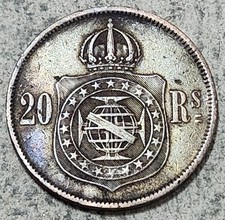 BRAZIL 🇧🇷 TWENTY (20) RÉIS COIN 1868 (EMPEROR PEDRO II)