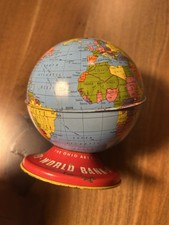 Vintage Ohio Art Co Tin World Globe Coin Piggy Bank Made In USA