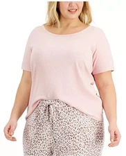 Jenni Intimates Ribbed Knit Plus Size Short Sleeve Women's Pajama Sleep Top 2X