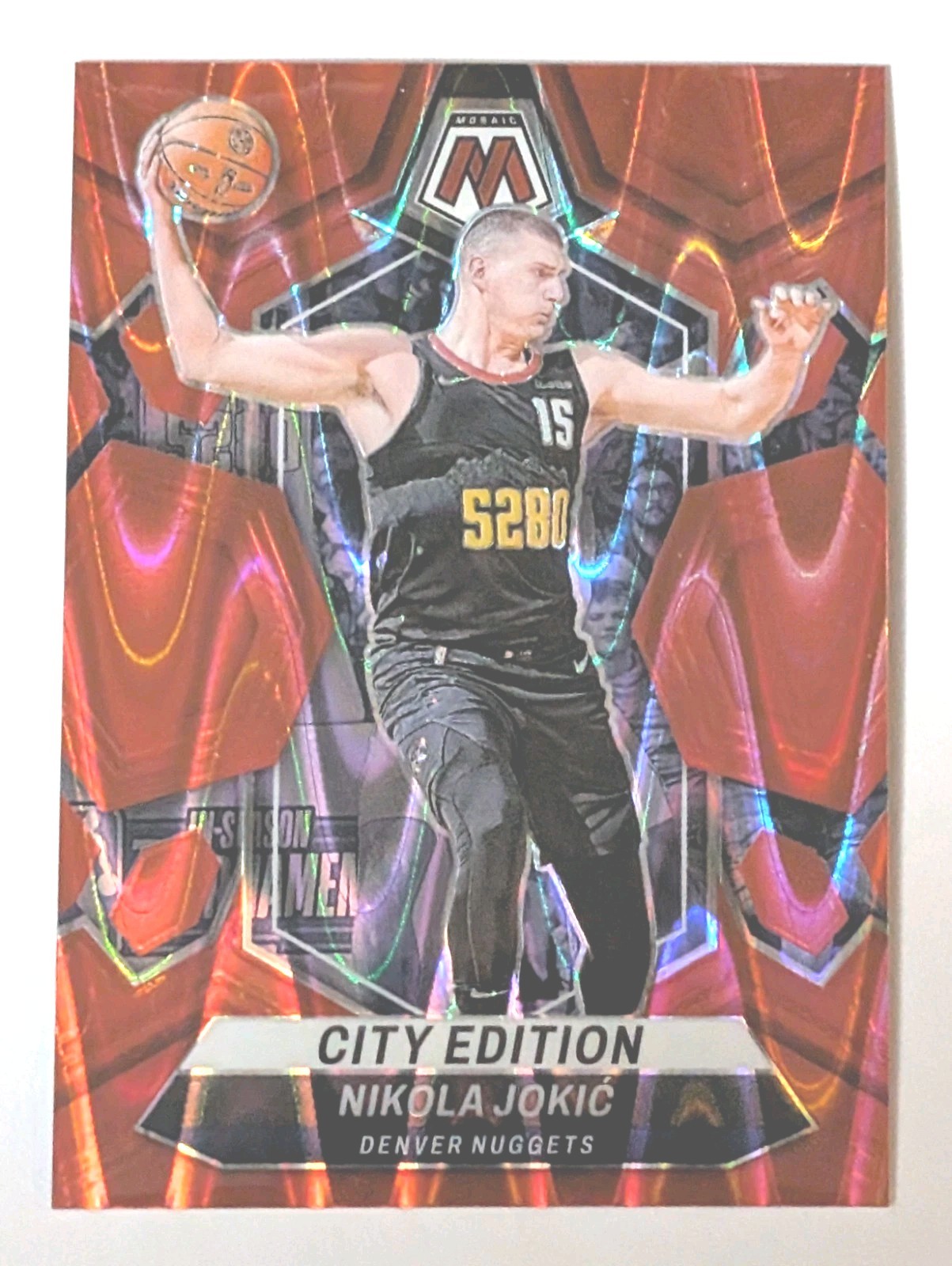 2023-24 Nikola Jokic Mosaic City Edition #287 Red Seismic Prizm /299 Nuggets