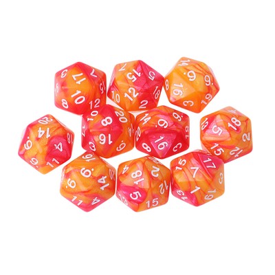 10 Stück D20 blickdichte Würfel für RPG - blau weiß mit schwarzen Zahlen