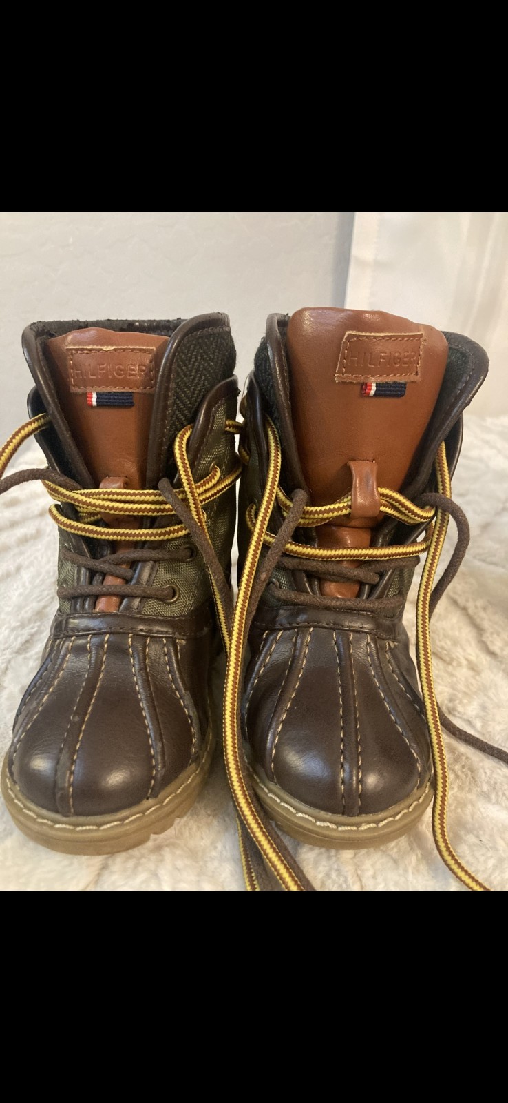 Vintage Tommy Hilfiger Kids Charles Duck Toe Boot Toddler size 8 Brown/Olive 