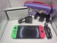 Nintendo Switch OLED Console - Neon Pink & Green Joy-Cons With Accessories