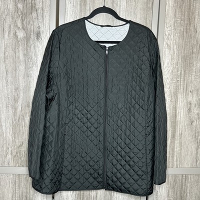 Marina Rinaldi Sport Quilted Jacket Women Size XL Black Color Pocket Lightweight