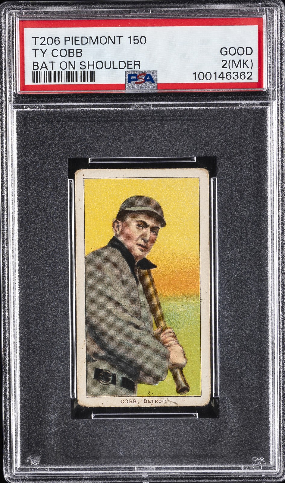 1909-11 T206 PIEDMONT 150 BAT ON SHOULDER TY COBB PSA 2 MK