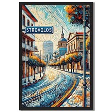Colorful City Street View Wall Art Canvas Oil Paintings Reproduction