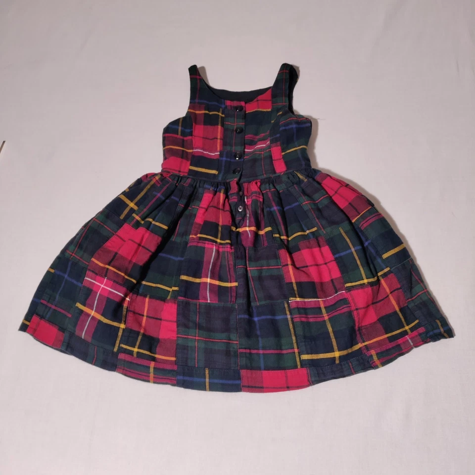 Ralph Lauren Polo Niñas Sin Mangas Cuadros Patchwork Madrás Vestido de Vacaciones Talla 5 Foto 2 de 4