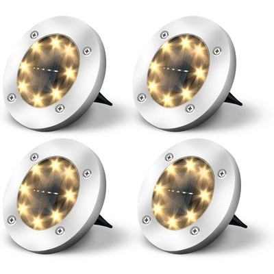 Solarlichter Außen 8 LED Solar Powered für Garten Gehweg Rasen Treppen 4er Set