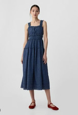 Gap x Dôen collaboration eyelet denim midi dress. 100% Cotton