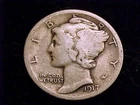 1917-D Mercury Dime, Very Good Grade.