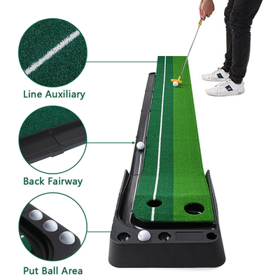 #ad 9.8FT Golf Putting Green Mat Auto Ball Return Golf Practice Training Aid Indoor $50.99