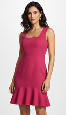 Ann Taylor Women's Sheath Dress Sleeveless Stretch Fuchsia Ruffle Hem Size 2