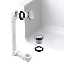 12 In.  4 In. Bath Waste  Overflow with Tip-Toe Drain Plug and Illusionary Fac