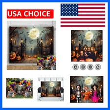 10x8ft Halloween Backdrop for Halloween Party Decorations Scary Full Moon Nig...