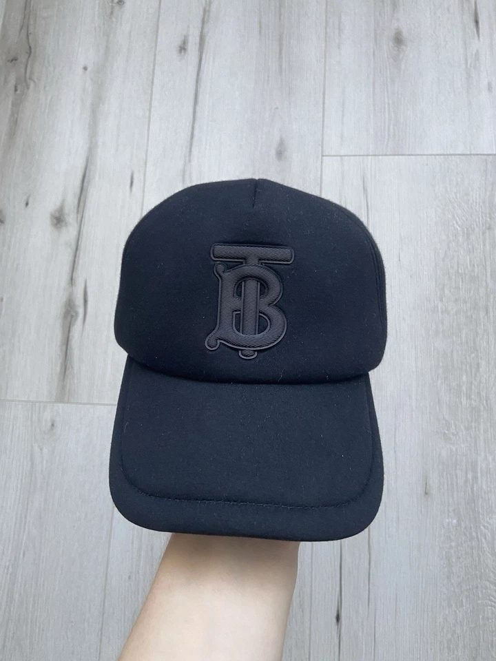 Модальная и кожаная бейсбольная кепка дальнобойщика Burberry Black TB Monogram Detail M - Изображение 2 из 4