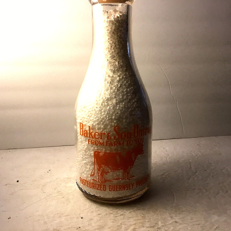 Baker And Son Dairy Atlanta Michigan Quart Milk Bottle With Original Cap