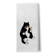 Funny Tuxedo Cat Kitchen Hand Towels, Black and White Dish Towels for Cat Lov...
