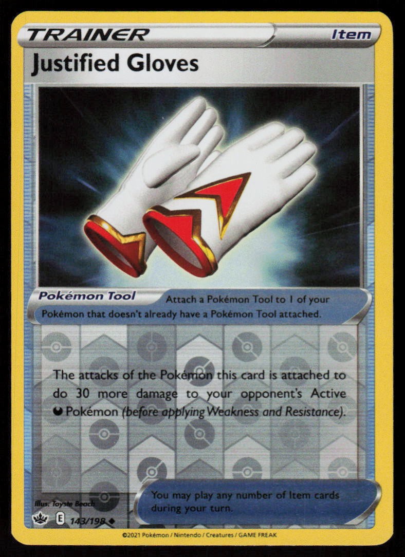 Justified Gloves 143/198 Uncommon Chilling Reign Pokemon Reverse Holo LP