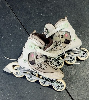 K2 Athena Inline Skates Size 8 Roller Blades Breast Cancer Womens White