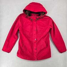 Pendleton Womens Large Red Hooded Utility Jacket Plaid Lined Heritage CW129