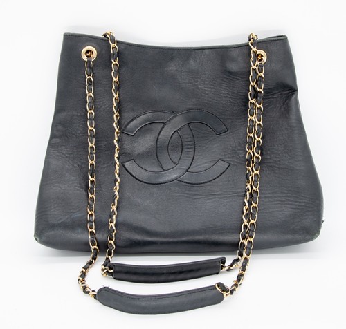 CHANEL CC Logo Chain Large Shoulder Tote Bag Authentic Luxury