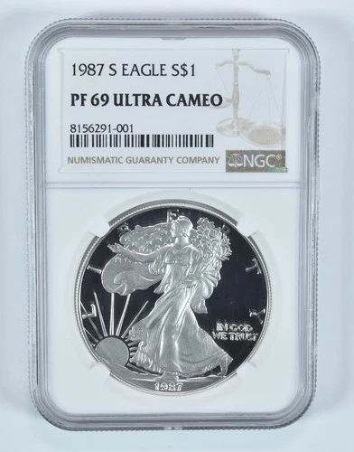 1987-S American Silver Eagle PF69 UCAM NGC Brown Label *2647