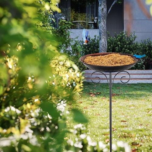 Metal Bird Bath for Outdoor,10" Wide Standing Frees Birdfeeder with Metal Stake, - Picture 8 of 8