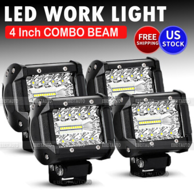 4x 4'' 800W LED Pods Light Bar Spot Truck Offroad 4WD SUV Driving Fog Boat Light