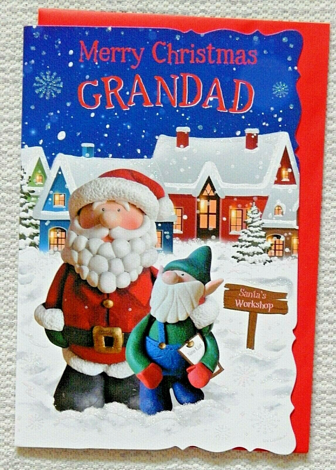 Grandad Christmas card ~ Inserted With a Lovely Verse And a Snow Scene  9""x 6""