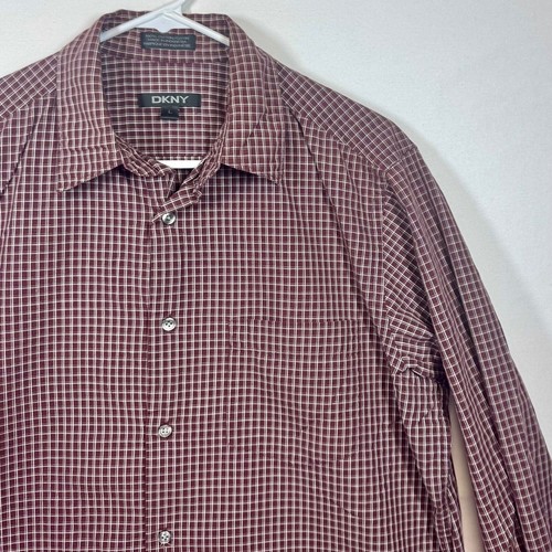 DKNY, Vintage DKNY Plaid Button Down Shirt Long Sleeve Collared Career Casual Sz Large