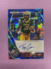 2021 Panini Prizm Draft Trey Lance RC Rookie Blue Ice Prizm Auto /75 49ers NM-MT