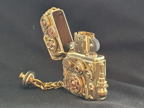 Custom Harley Davidson Motorcycles 3d Steampunk Golden Feuerzeug mit zippo Inlay - Bild 10 von 12