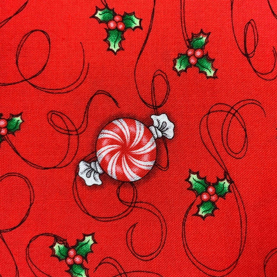 Christmas Fabric Red Cotton Print Peppermint Candy Bazoople 5yd Springs Creative - Image 2 of 4