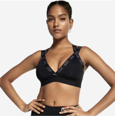 Nike Indy Logo Black Grey Sports Bra, Size S UK