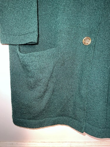 Helen Hsu Vintage Santana Knit Long Cardigan Sweater Green Size L. d50 - Picture 6 of 12