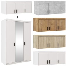 3-türiger Kleiderschrank Schrank LENA 3D + Spiegel + Aufsatz 3 Farben